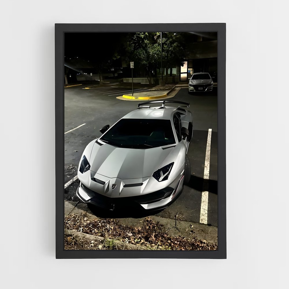 Poster Aventador svj argenté – affiche Lamborghini (vue 2)